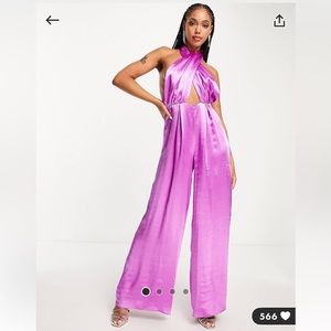ASOS High Shine Multi-Way Jumpsuit in Magenta